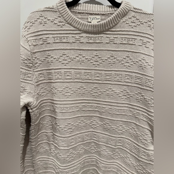 J. Crew Cable Knit Sweater cream fisherman style L classic prep nautical coastal - Picture 5 of 8
